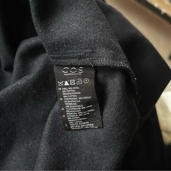 COS Black Wool Blend Shirt Jacket XL Minimalist Utility Overshirt Preppy Classic